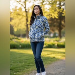 Northern Reflections Blue and White Patterned Top